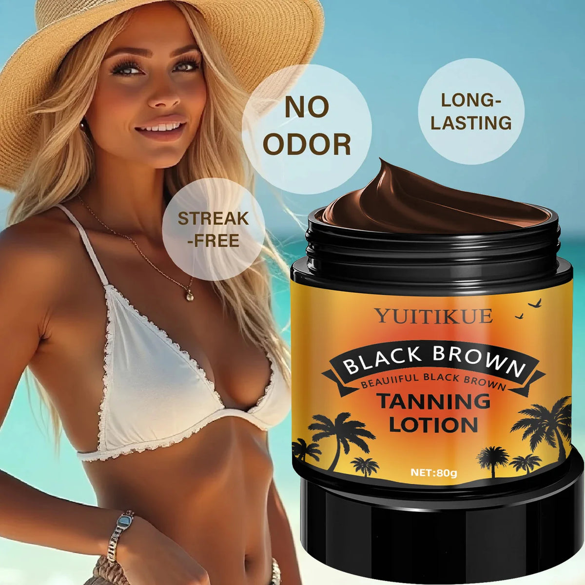 YUITIKUE Sunless Tanning Lotion - Fast Bronzing Moisturizer 80g
