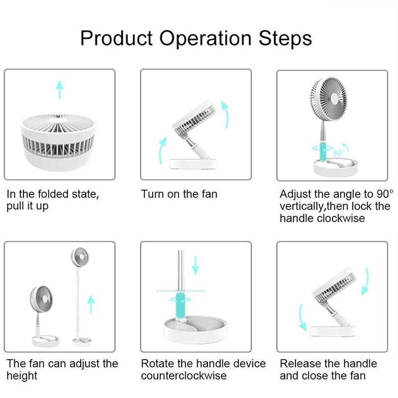Portable Foldable USB Rechargeable Cooling Fan with Remote Control