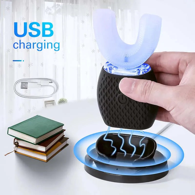 Automatic UShape Electric Toothbrush with LED Whitening Light