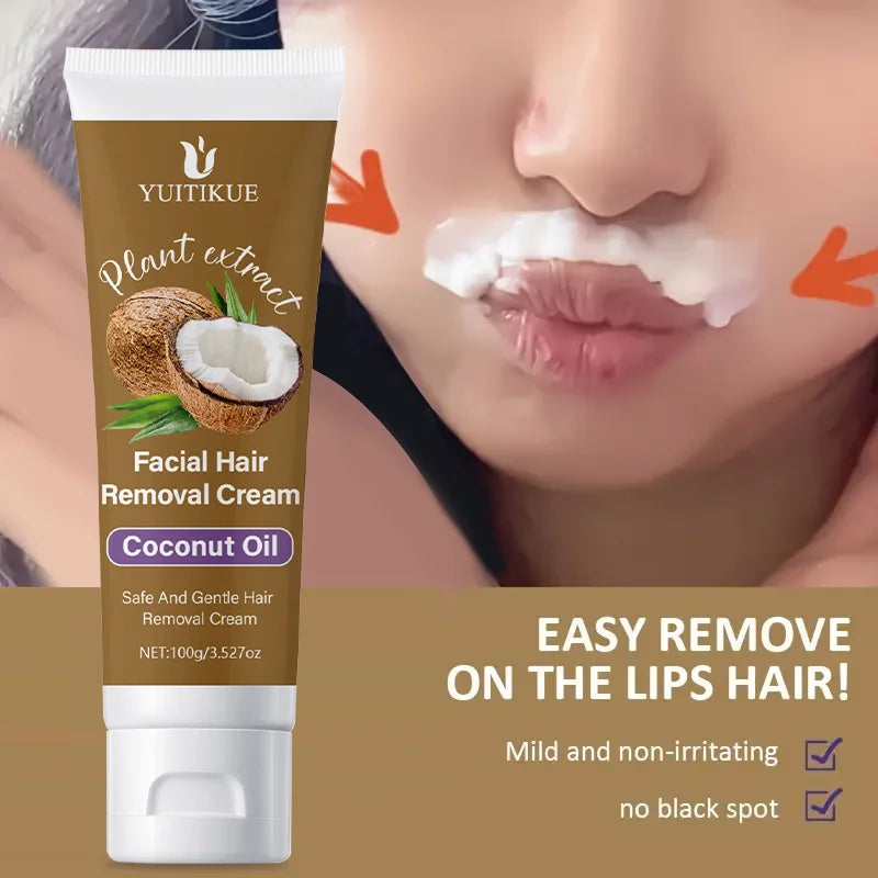 Lip Hair Removal Cream 100g Painless Facial Hair Remover