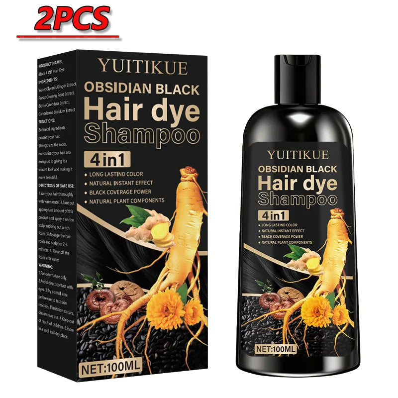 4-in-1 Obsidian Black Hair Dye Shampoo 100ml