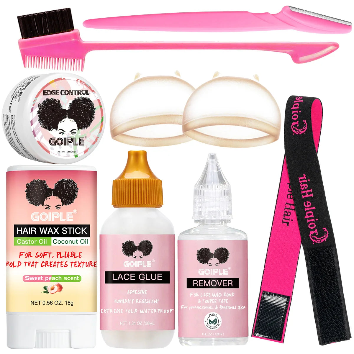 Goiple Wig Styling Kit Edge Control Hair Wax Stick and Lace Glue Set - 1