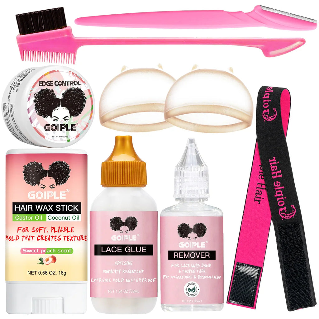 Goiple Wig Styling Kit Edge Control Hair Wax Stick and Lace Glue Set