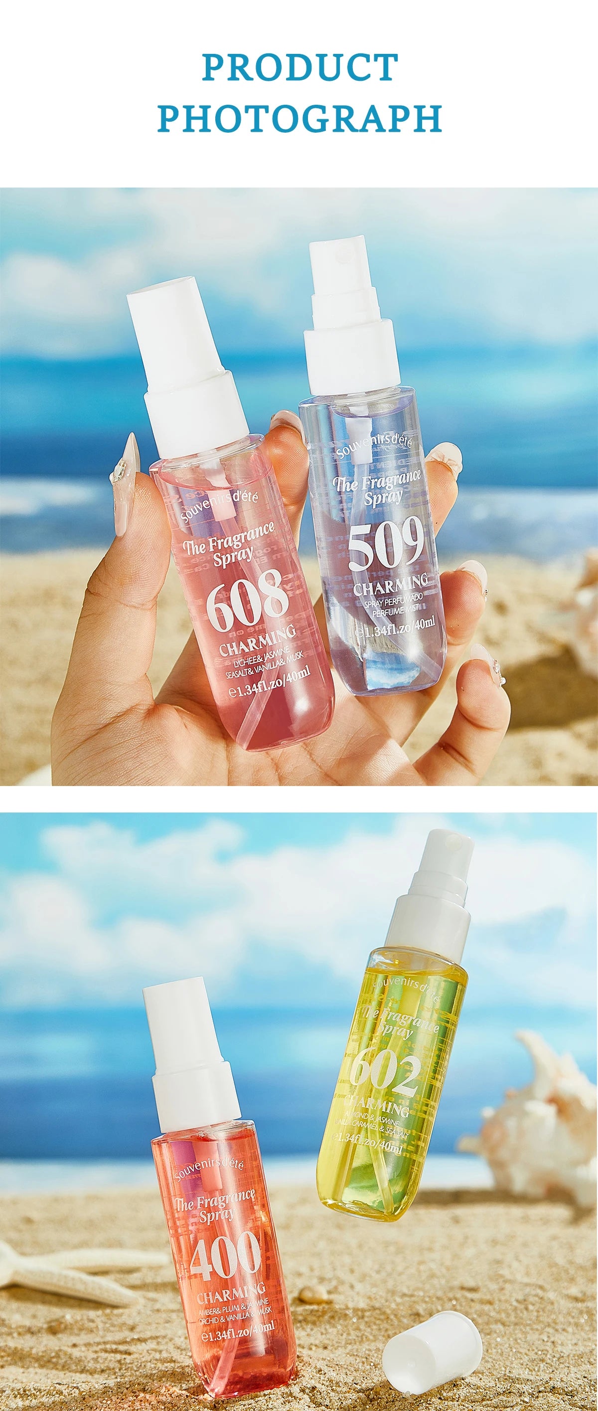 4 Piece Floral Fragrance Mist Set Long Lasting Scent Spray for Her