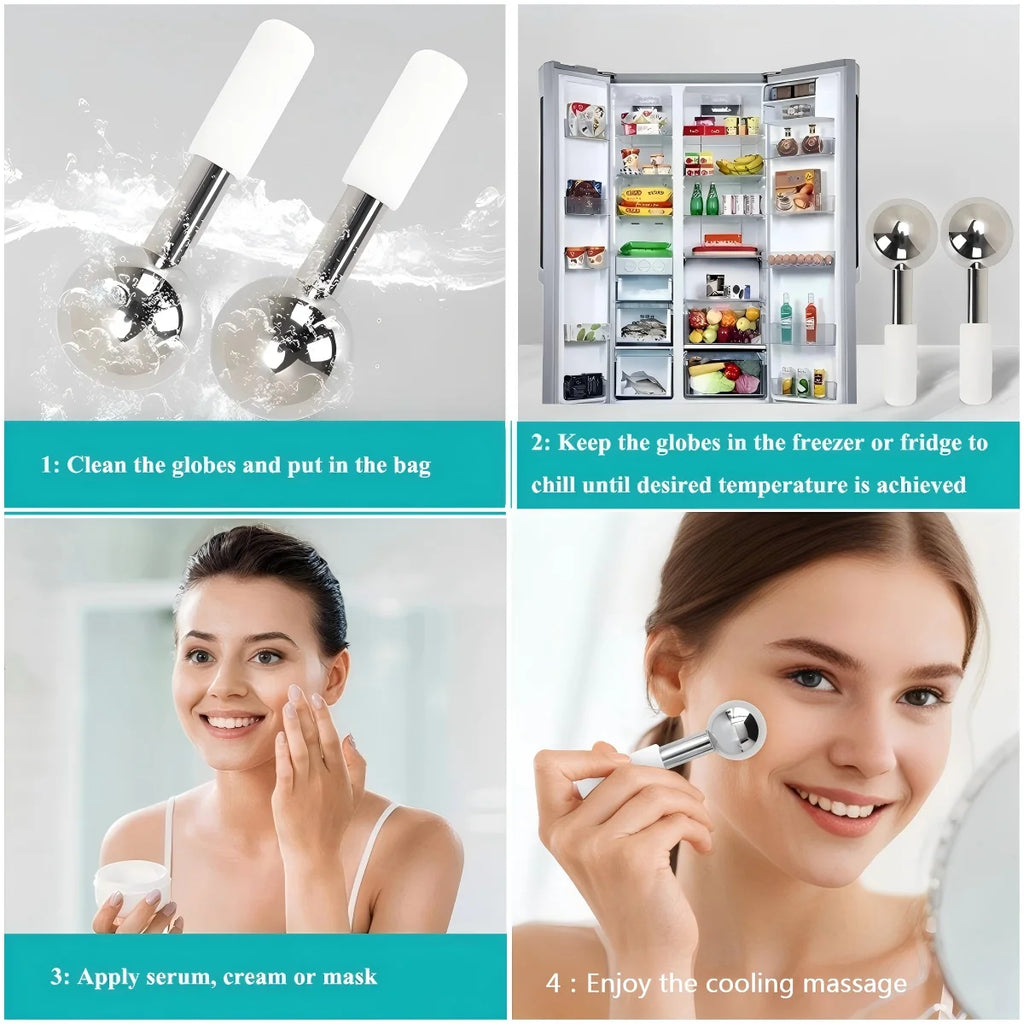 Stainless Steel Cooling Ice Globes for Facial Massage