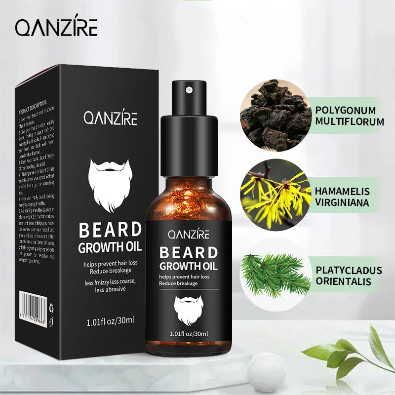 Qanzire Beard Growth Oil Natural Facial Hair Care and Grooming Serum - 4