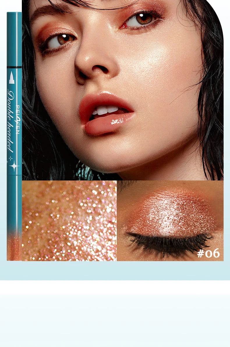 Peifen Double Head Liquid Eyeliner and Glitter Eyeshadow Pen - 19