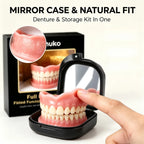 Full Set Silicone Snap-On Dentures with Mirror Storage Case