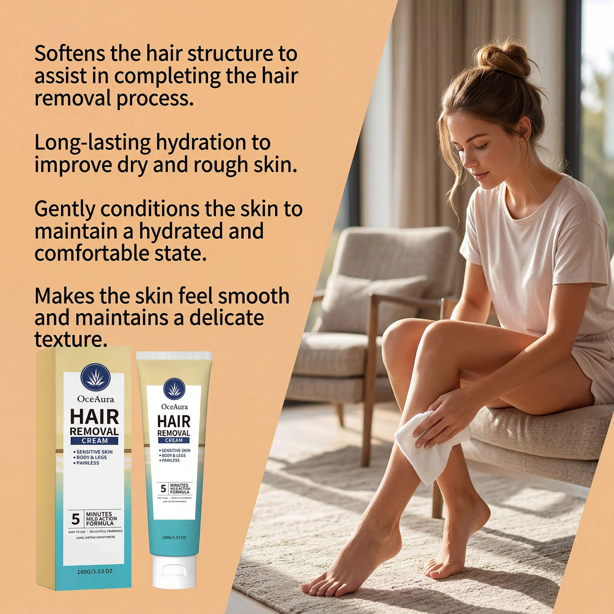 Painless Hair Removal Cream for Sensitive Skin