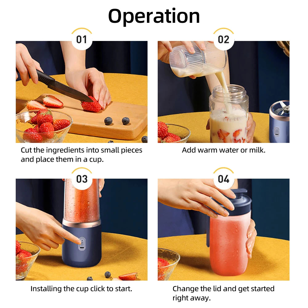 Portable Wireless Electric Juicer Cup for Fresh Fruit Smoothies - 13