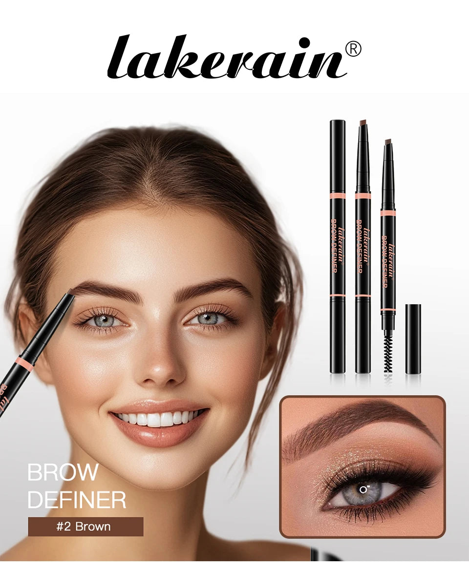 Waterproof Triangular Eyebrow Pencil with Grooming Brush