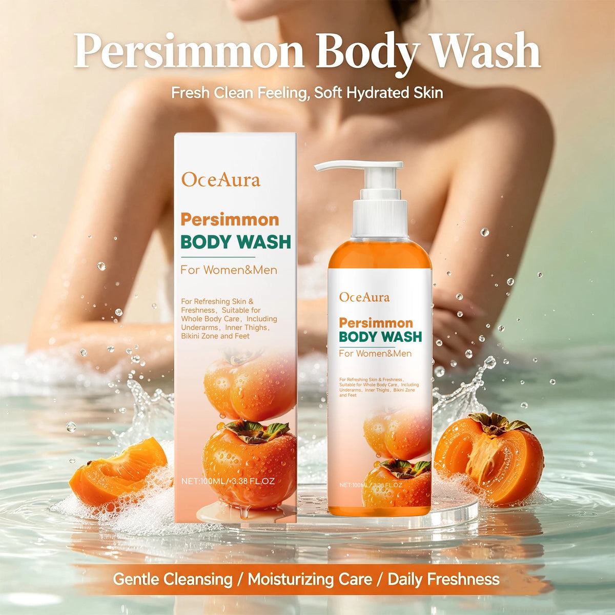 Natural Persimmon Odor Eliminating Body Wash for Men and Women