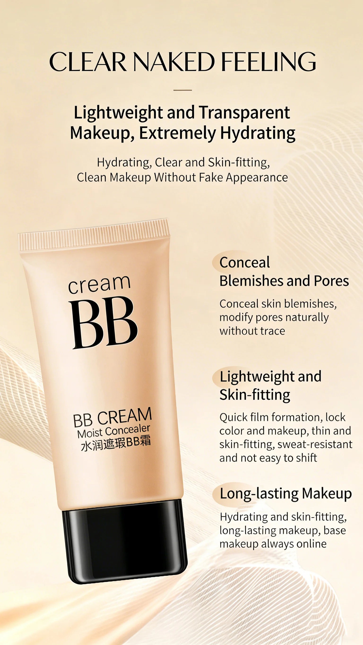 Hydrating BB Cream Full Coverage Matte Foundation Concealer - 8