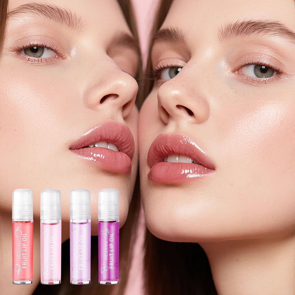 4 Piece Fruit Lip Oil Set Moisturizing Gloss for Dry Lips - 3