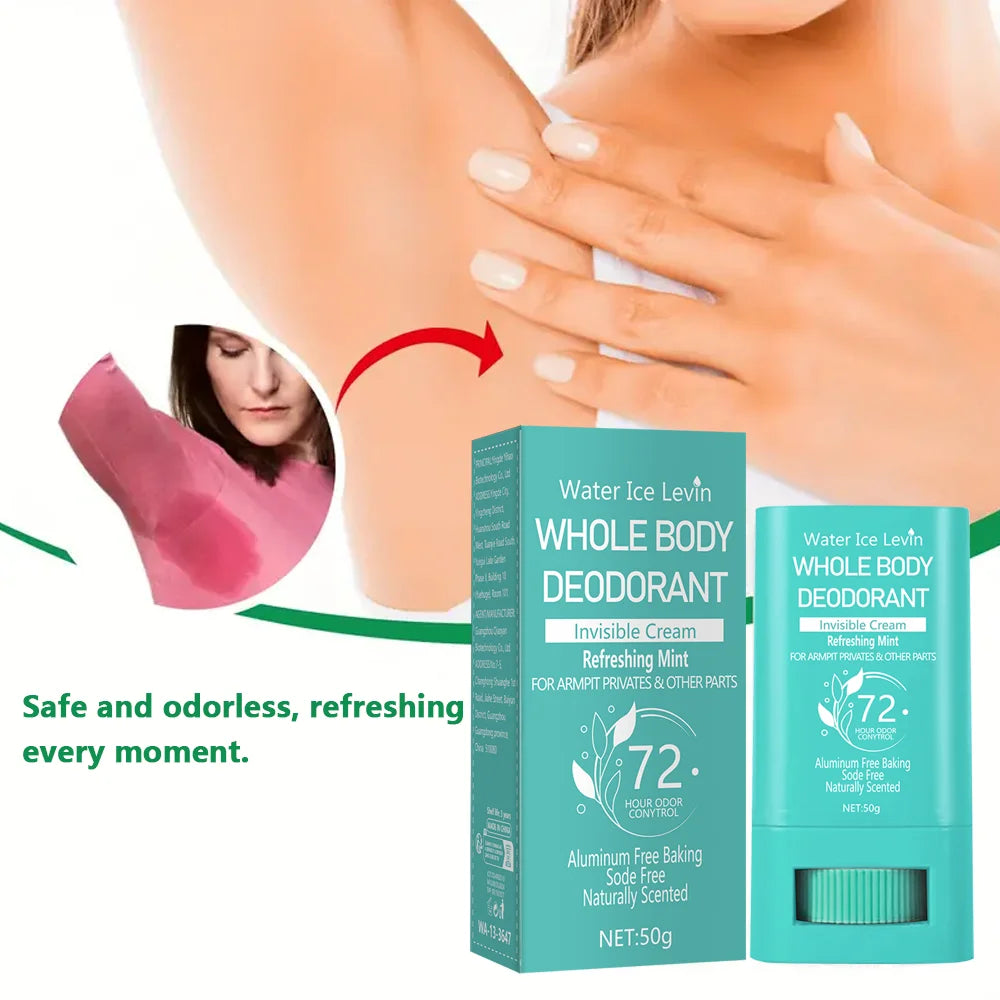 Whole Body Deodorant Invisible Cream Stick Anti Sweat Refreshing Mint - 10