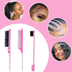 3 Piece Hair Styling Comb and Edge Control Brush Set