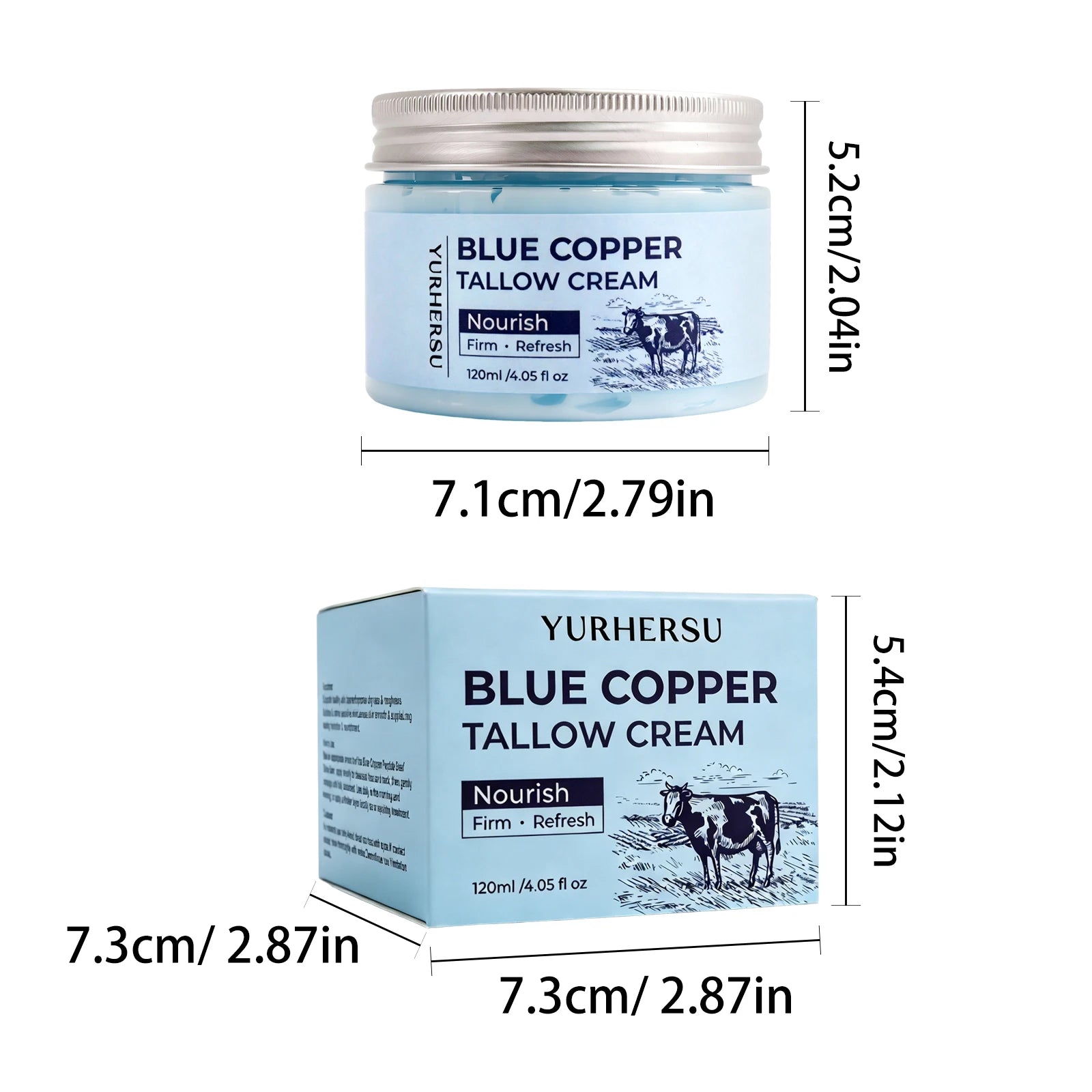 YURHERSU Blue Copper Tallow Cream GHK-Cu Firming Face Moisturizer 120ml - 2