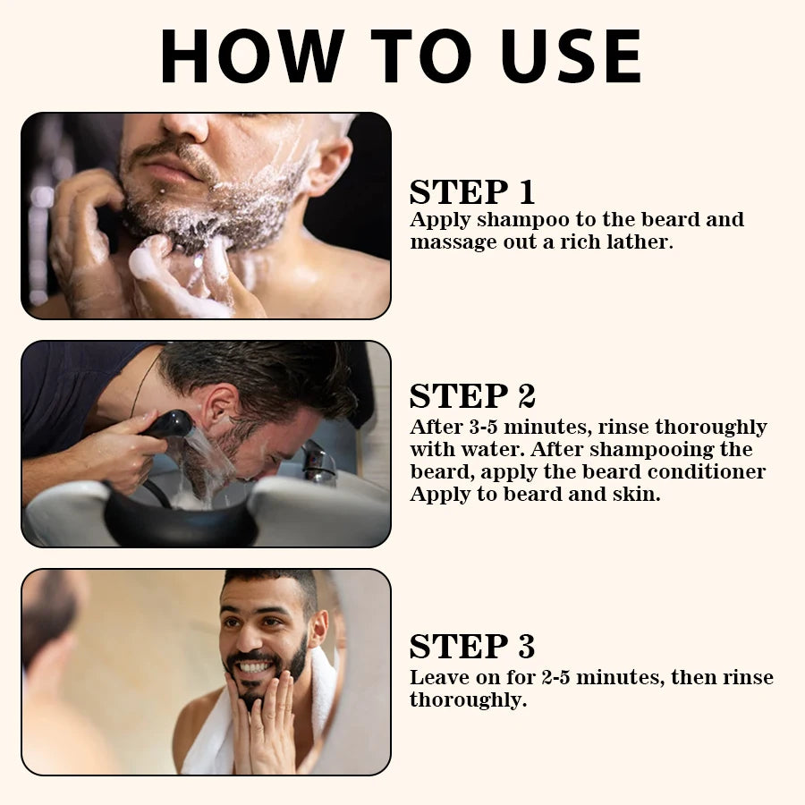 Beard Wash and Conditioner Grooming Kit for Men