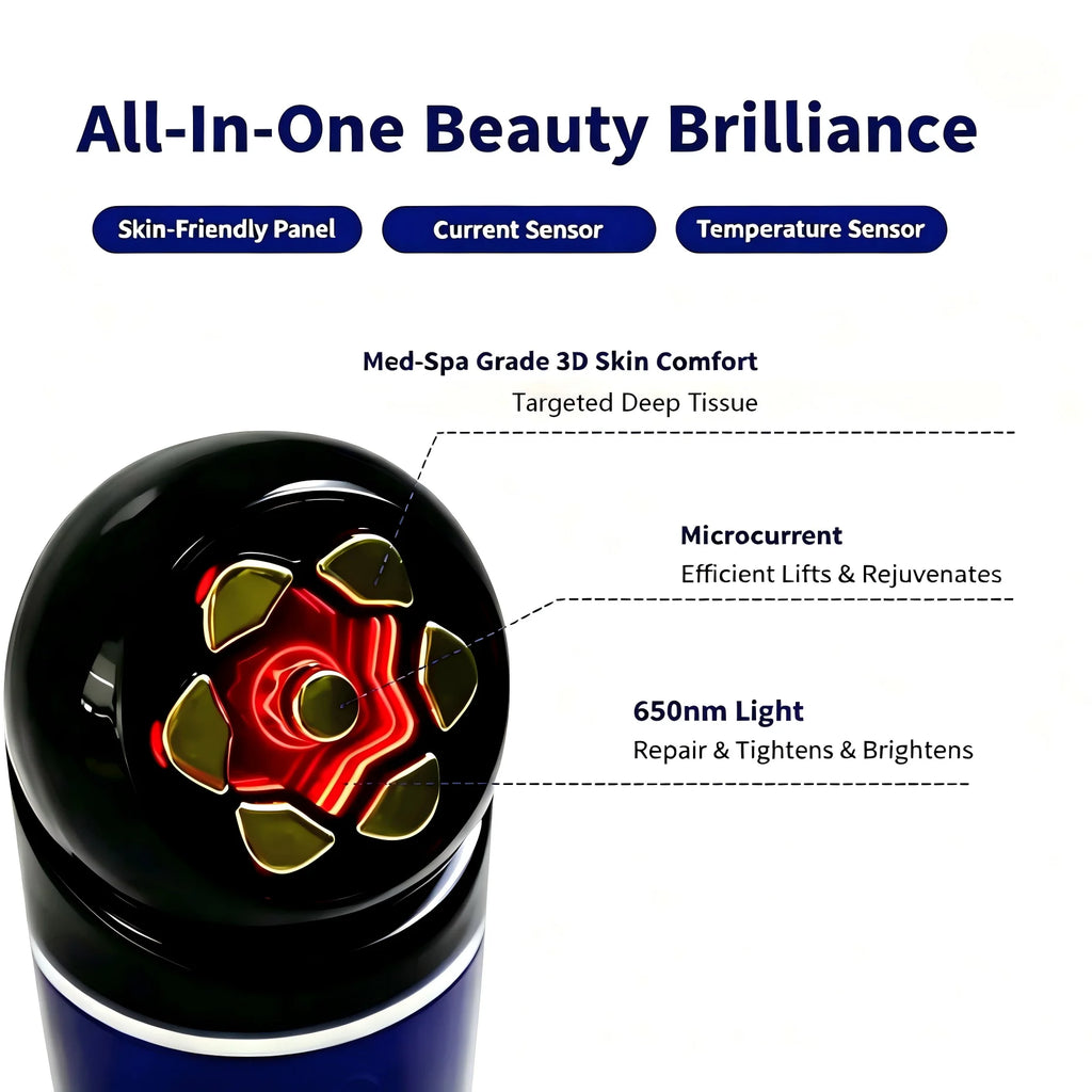 3-in-1 Red Light Facial Massager for Skin Tightening and Rejuvenation
