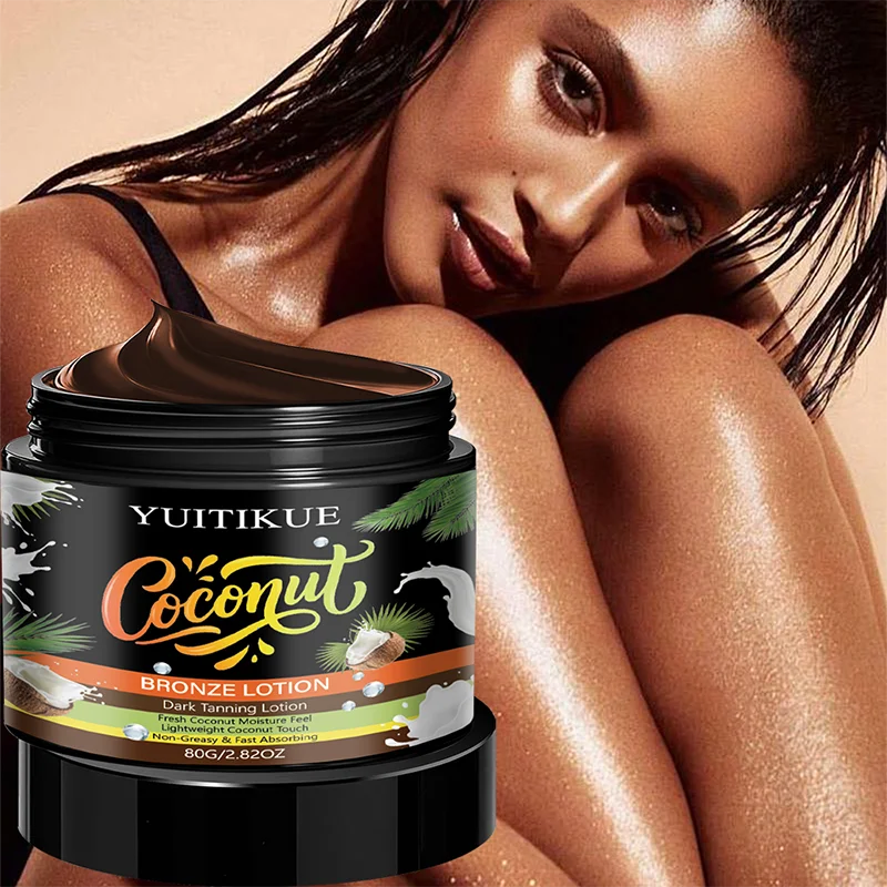 YUITIKUE Coconut Bronze Lotion Dark Tanning Cream Sunless Glow 80g