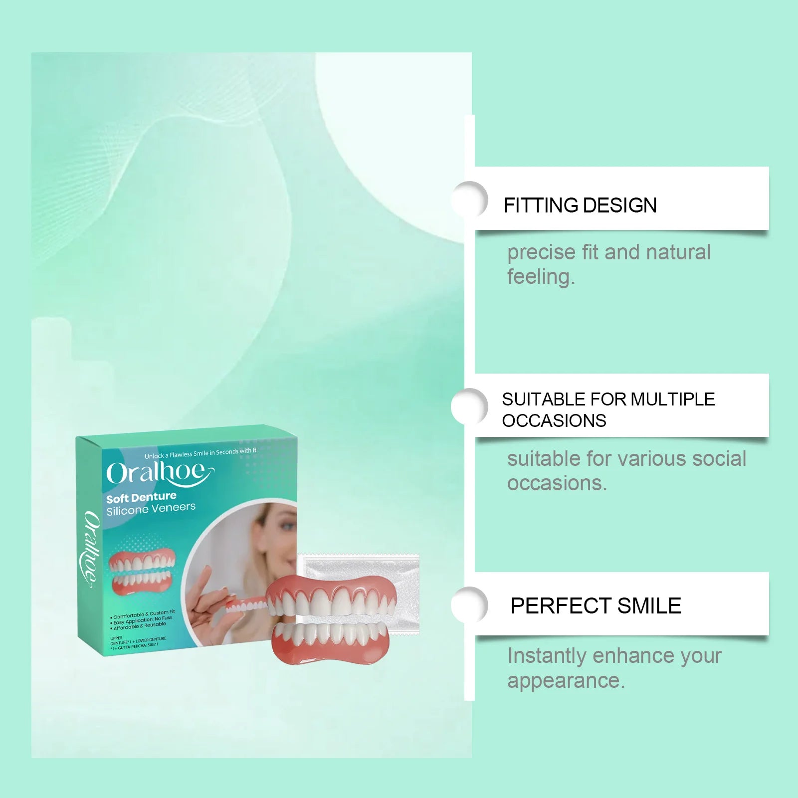 Flexible Silicone Cosmetic Dentures for Natural Smile - 8