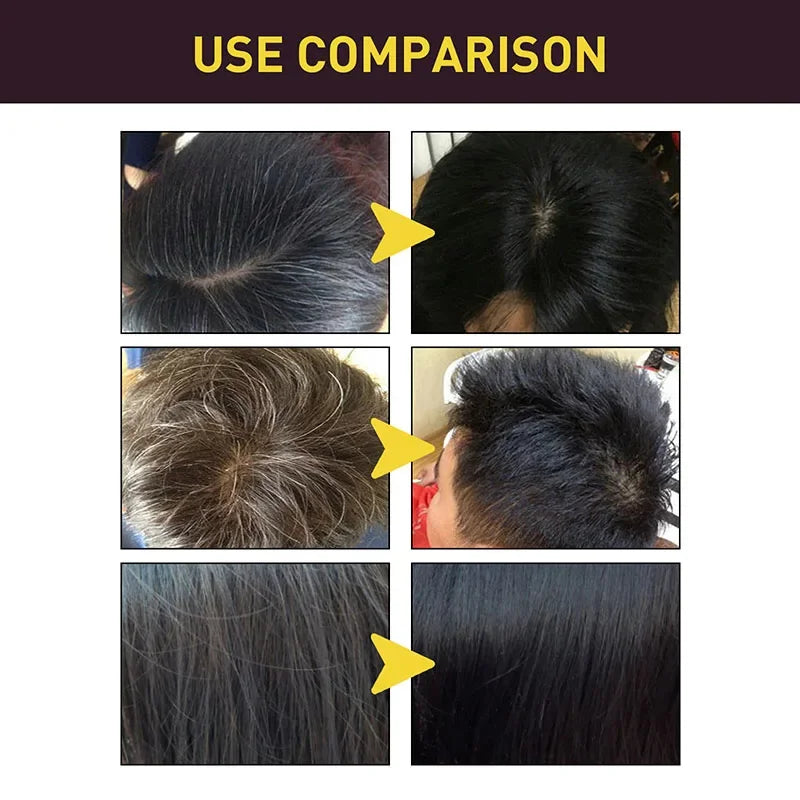 3 in 1 Black Hair Dye Shampoo for Gray Hair Coverage