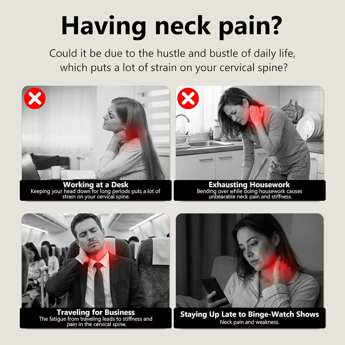 Cervical Neck Traction Massager with Metal Nodes