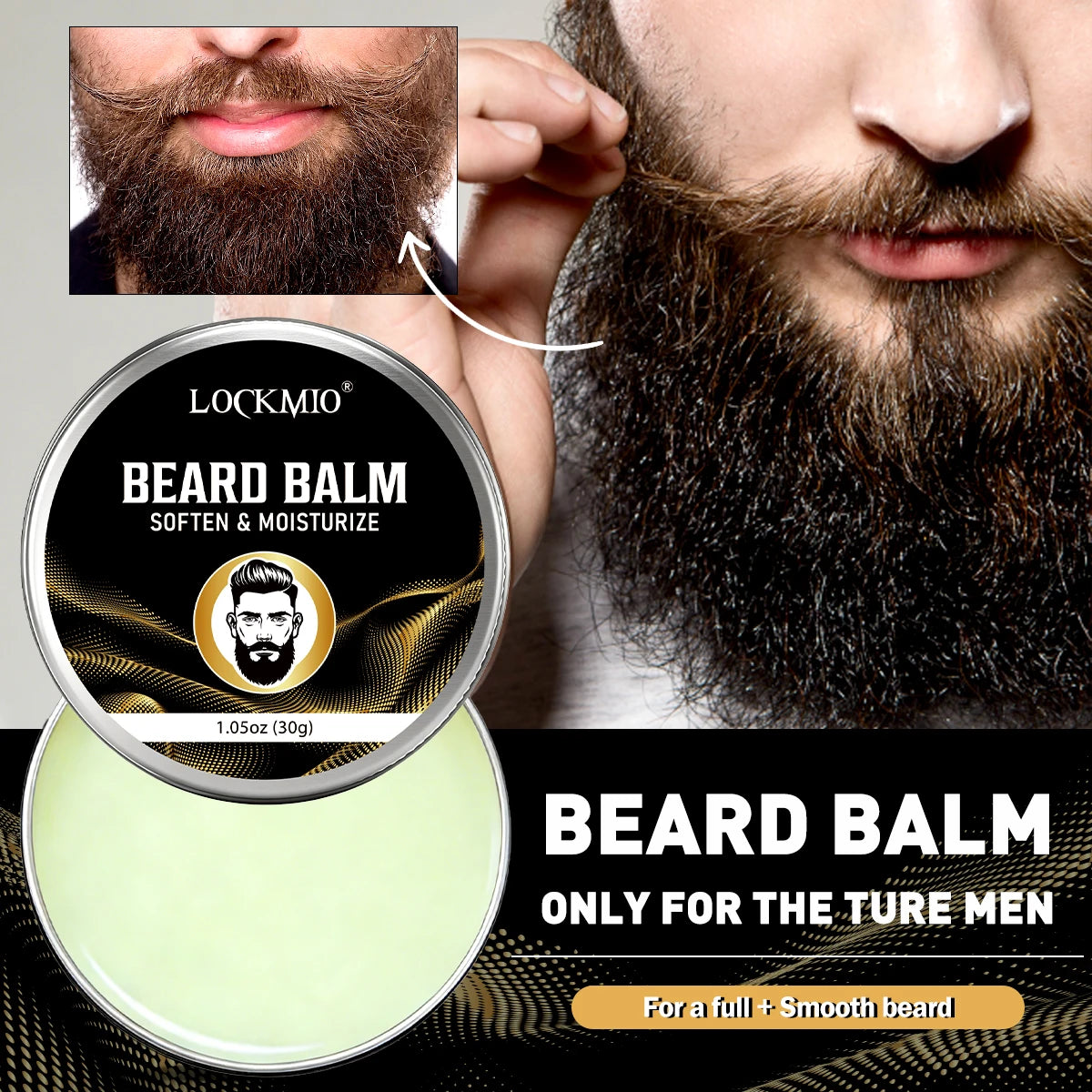 LOCKMIO Beard Care Kit Men Grooming Set Oil Balm and Styling Tools