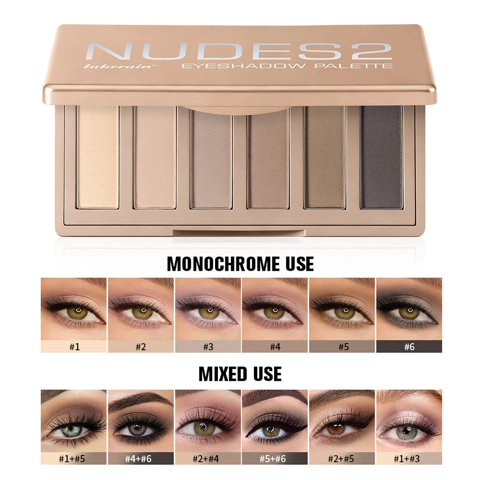 6-Color Matte Eyeshadow Palette with Brush Set - 10