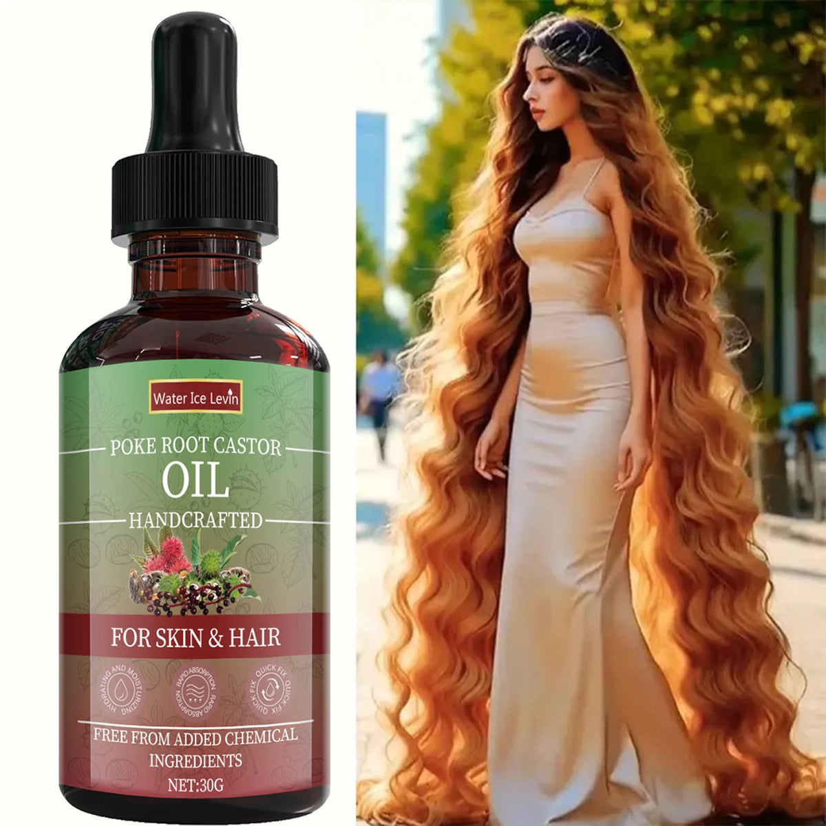 Poke Root Castor Oil Natural Moisturizing Serum for Skin and Hair