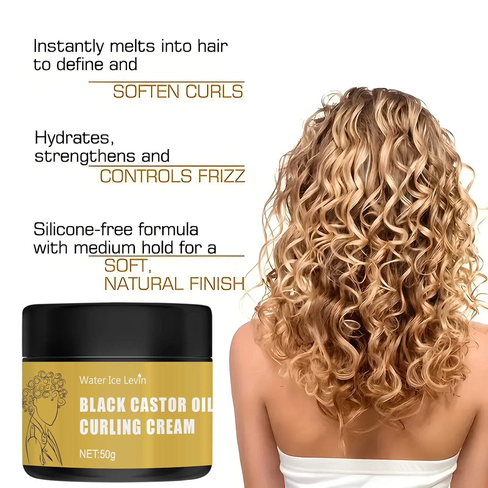 Black Castor Oil Hair Curling Cream 50g Moisturizing Conditioner - 7