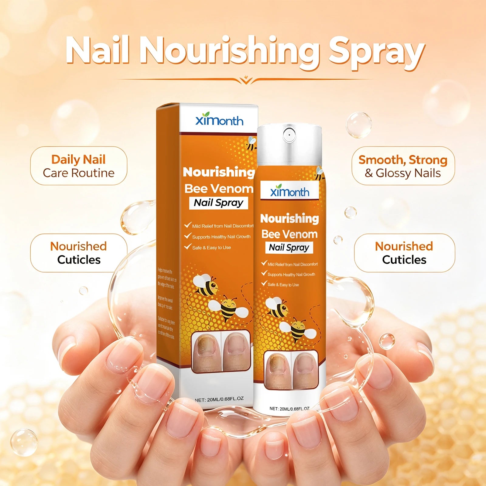 Bee Venom Nourishing Nail Spray for Brittle and Discolored Nails - 5