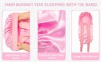 Extra Large Silk Satin Sleep Bonnet with Elastic Hair Band