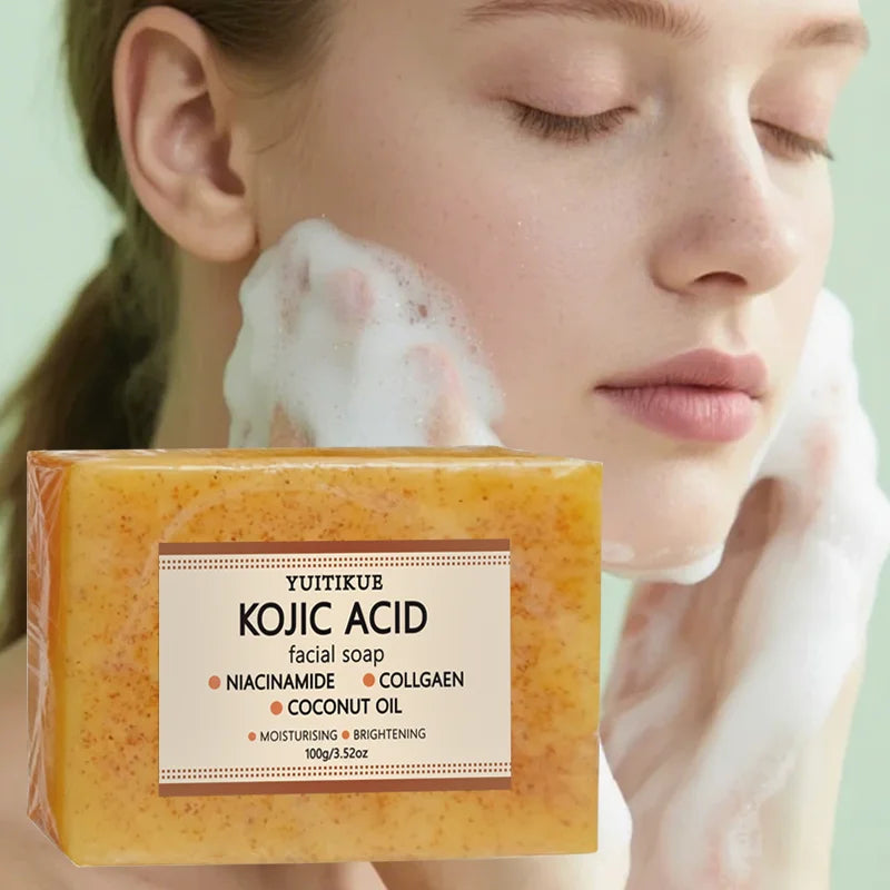 YUITIKUE Kojic Acid Facial Soap Brightening Cleansing Bar with Collagen - 1