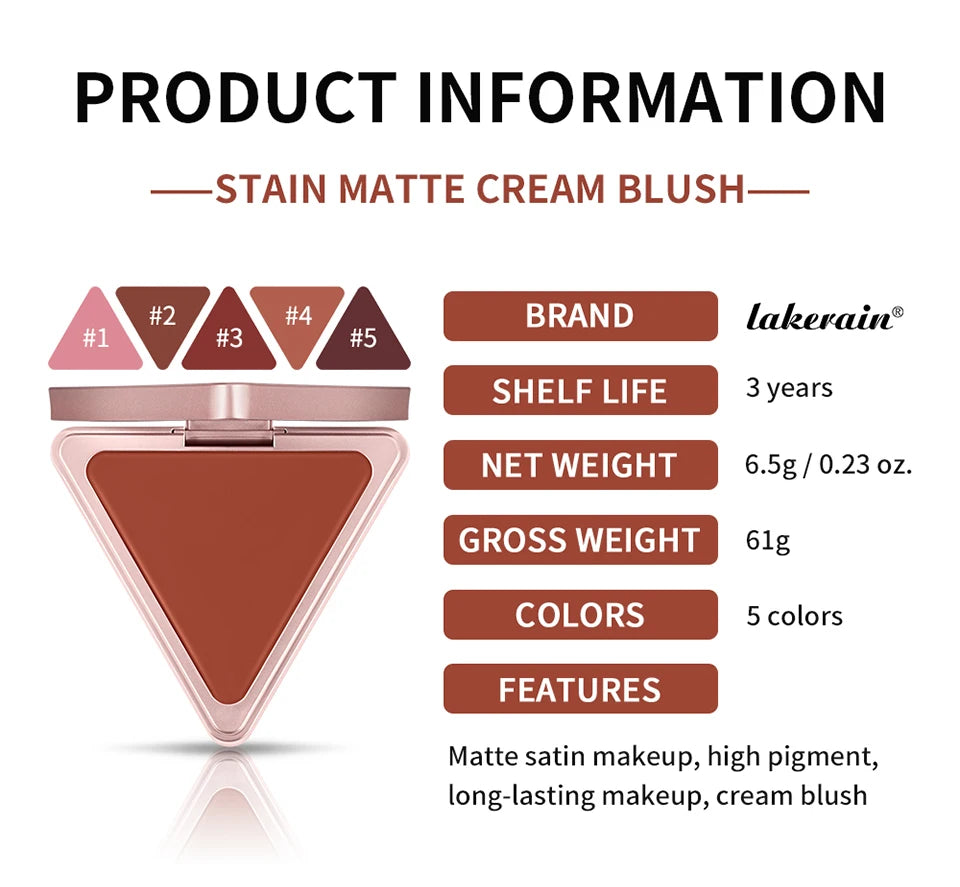 Long-Lasting Matte Satin Cream Blush for Natural Cheek Color