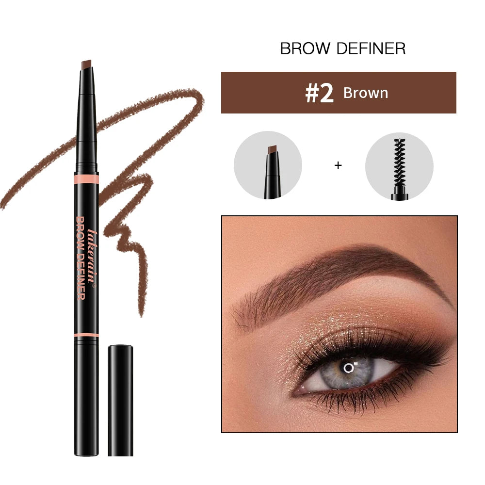 Waterproof Triangular Eyebrow Pencil with Grooming Brush