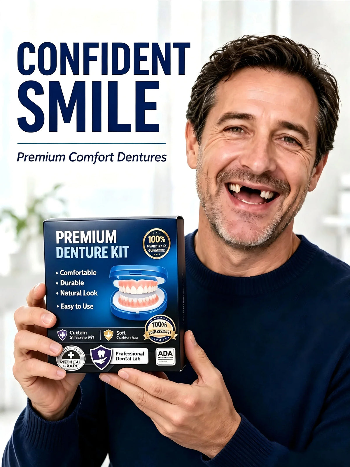 Temporary Silicone Cosmetic Denture Kit for Natural Smile