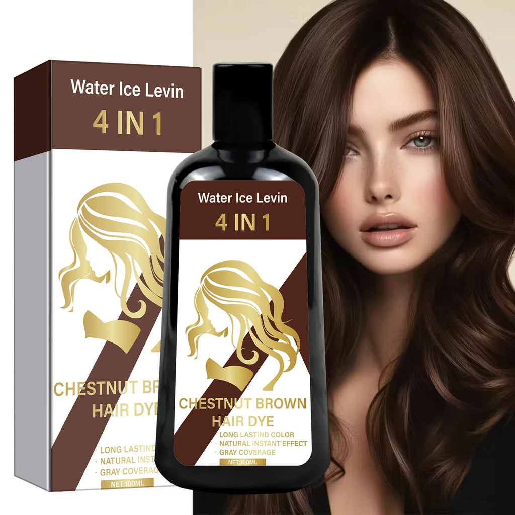 Chestnut Brown 4-in-1 Hair Dye Shampoo for Gray Hair Coverage 100g