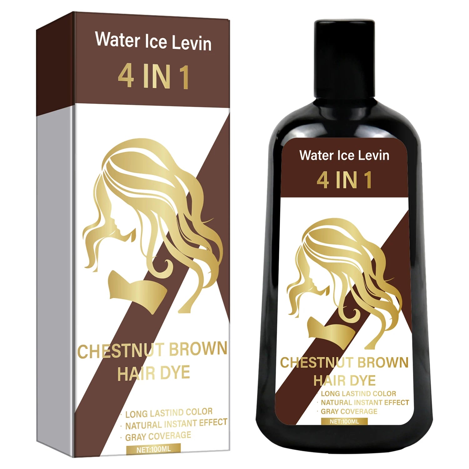 4-in-1 Chestnut Brown Hair Dye Shampoo 100ml