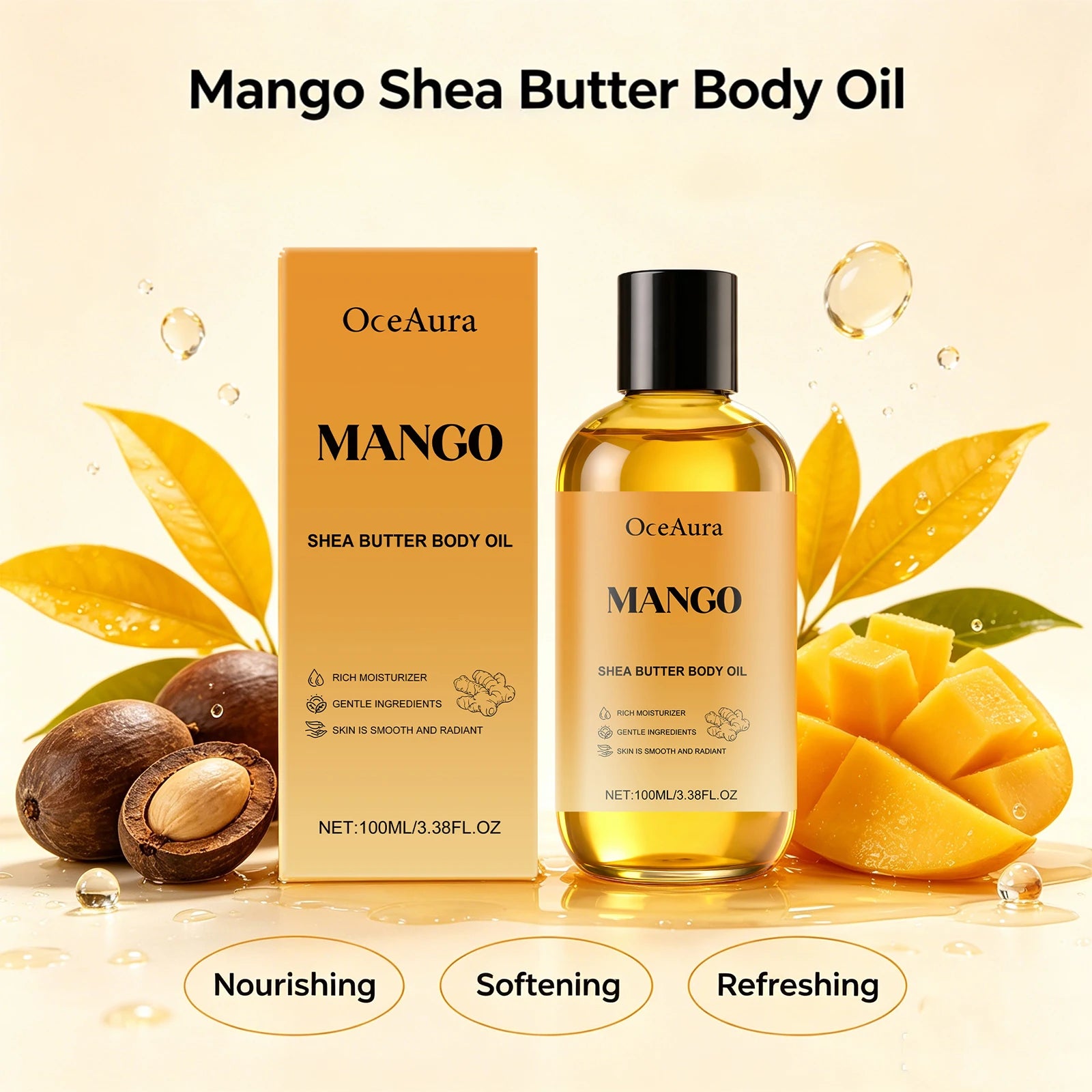 Mango Shea Butter Moisturizing Body Oil for Dry Skin - 4