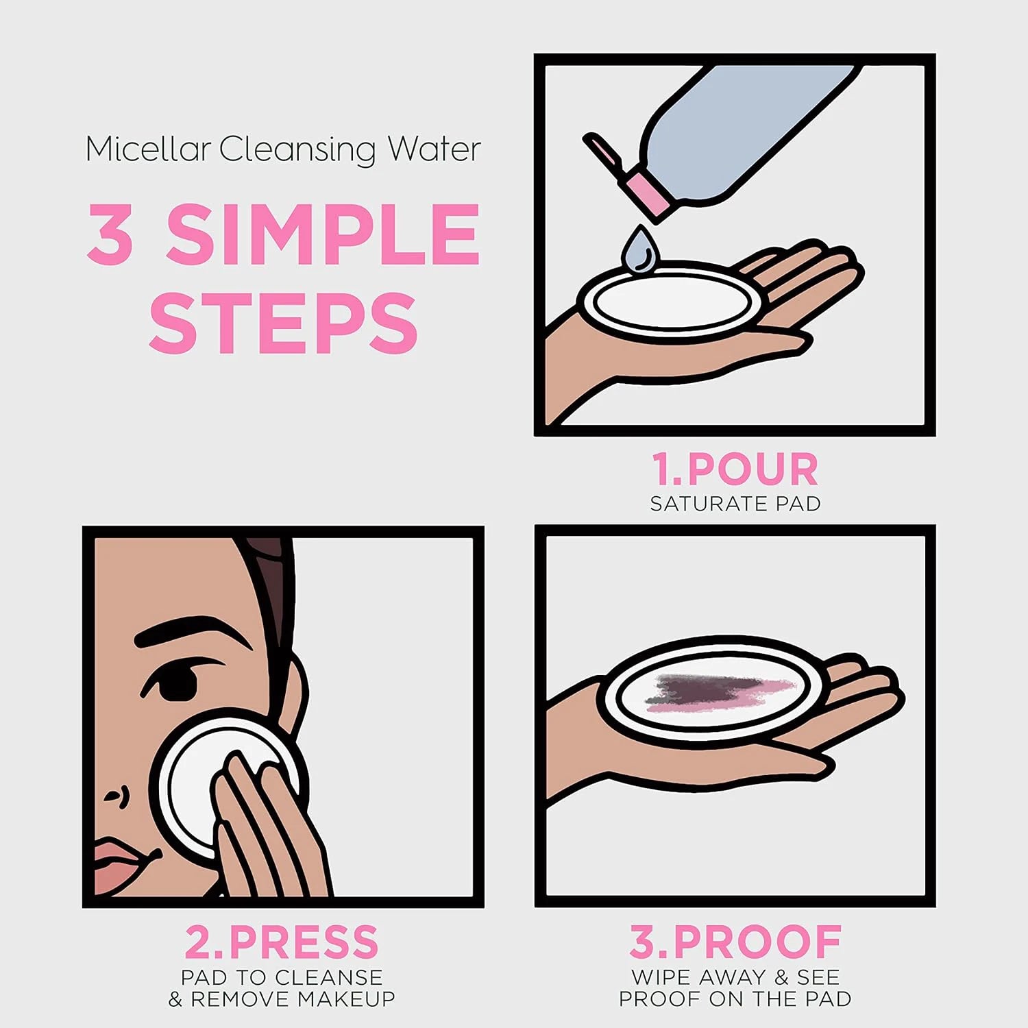 3-in-1 Micellar Cleansing Water Makeup Remover and Facial Toner - 4