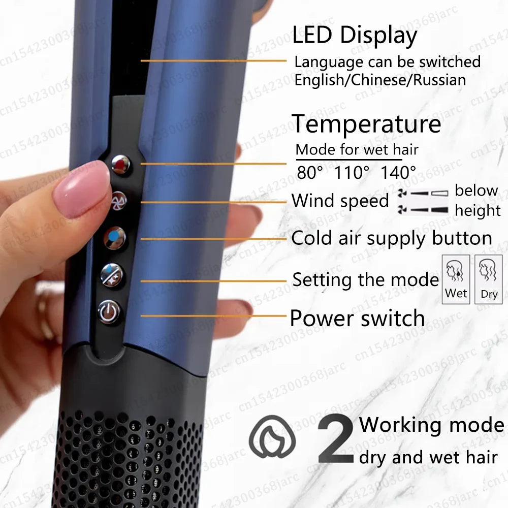 2-in-1 Professional Hair Dryer and Straightener with LED Display