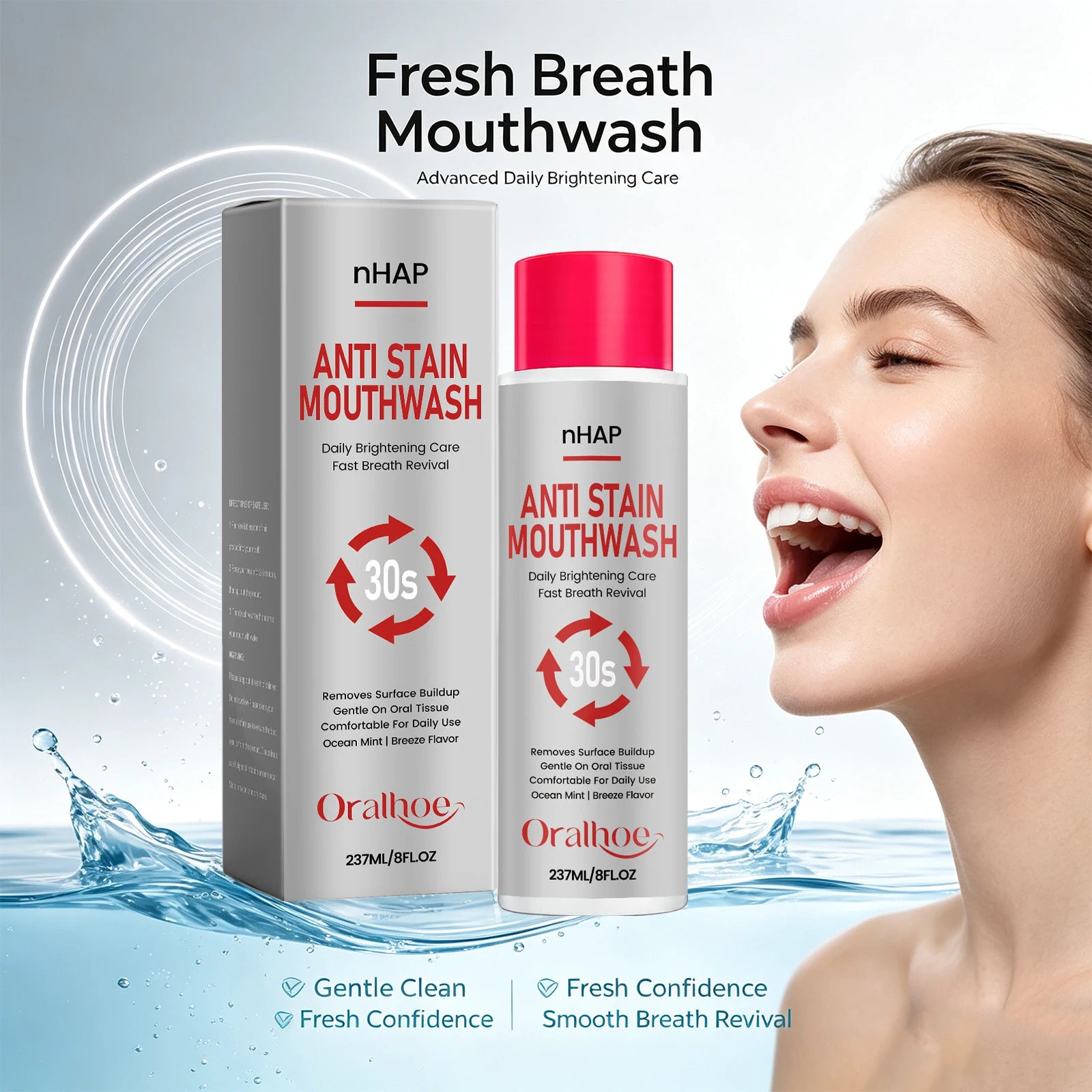 Alcohol-Free Teeth Whitening Mouthwash for Fresh Breath - 6