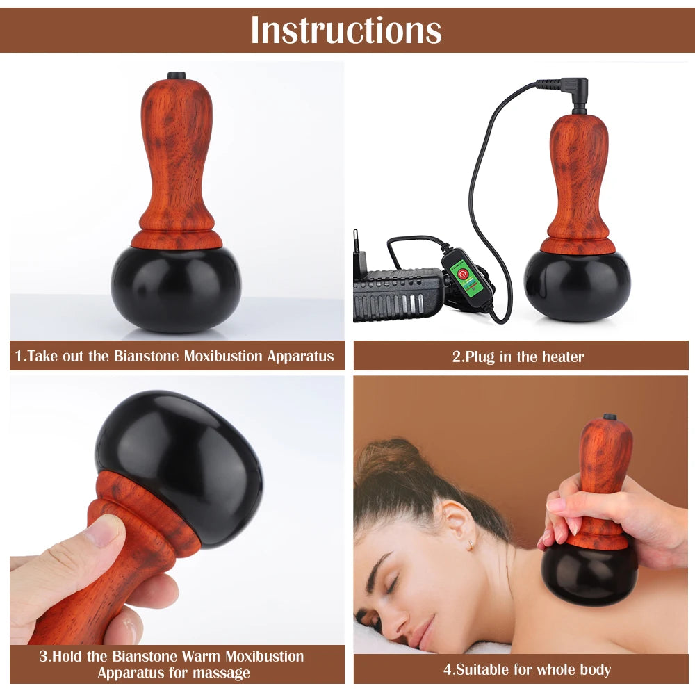 Electric Heated Bian Stone Massage Ball for Body Relief