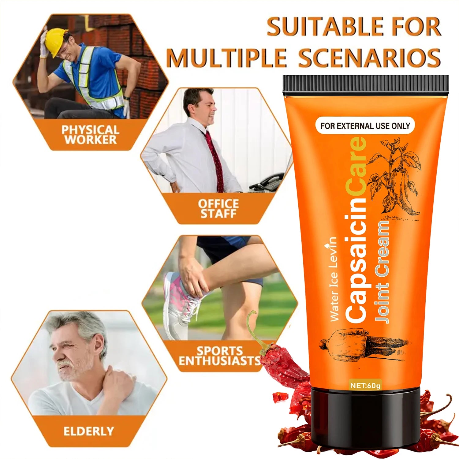 Capsaicin Joint Relief Cream Glucosamine Vitamin C Body Moisturizer - 4