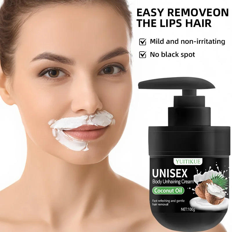 YUITIKUE Unisex Hair Removal Cream Coconut Oil Body Depilatory 100g