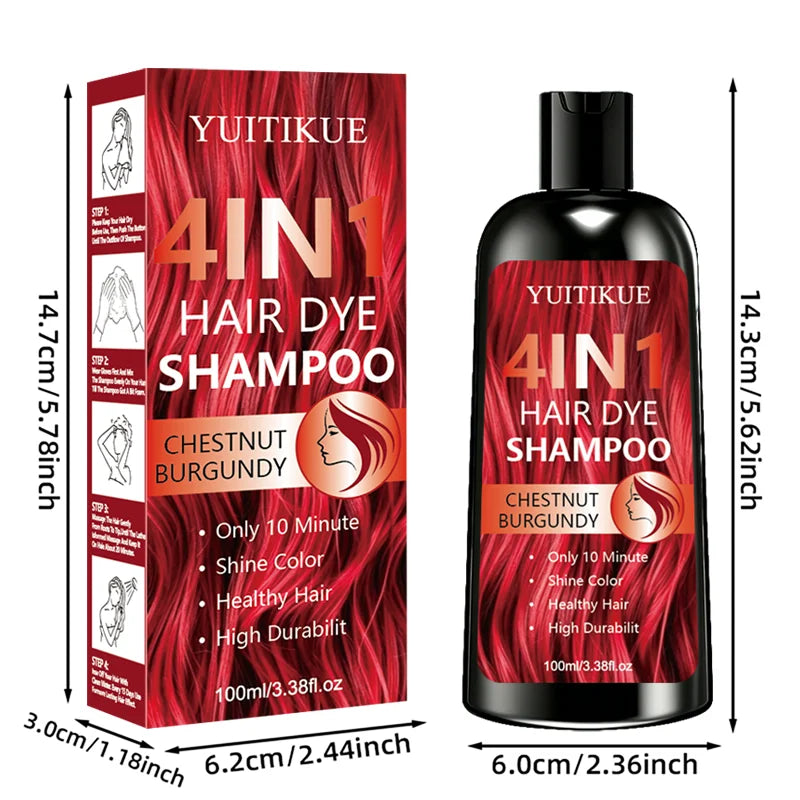 Chestnut Burgundy 4 in 1 Instant Hair Dye Shampoo 100ml - 14