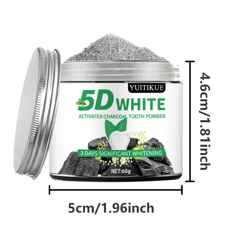 5D White Activated Charcoal Tooth Powder Natural Teeth Whitener 60g - 9