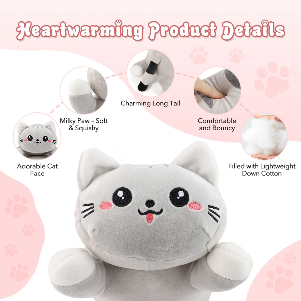 Cute Cat Heated Plush Pillow for Period Cramps and Back Pain