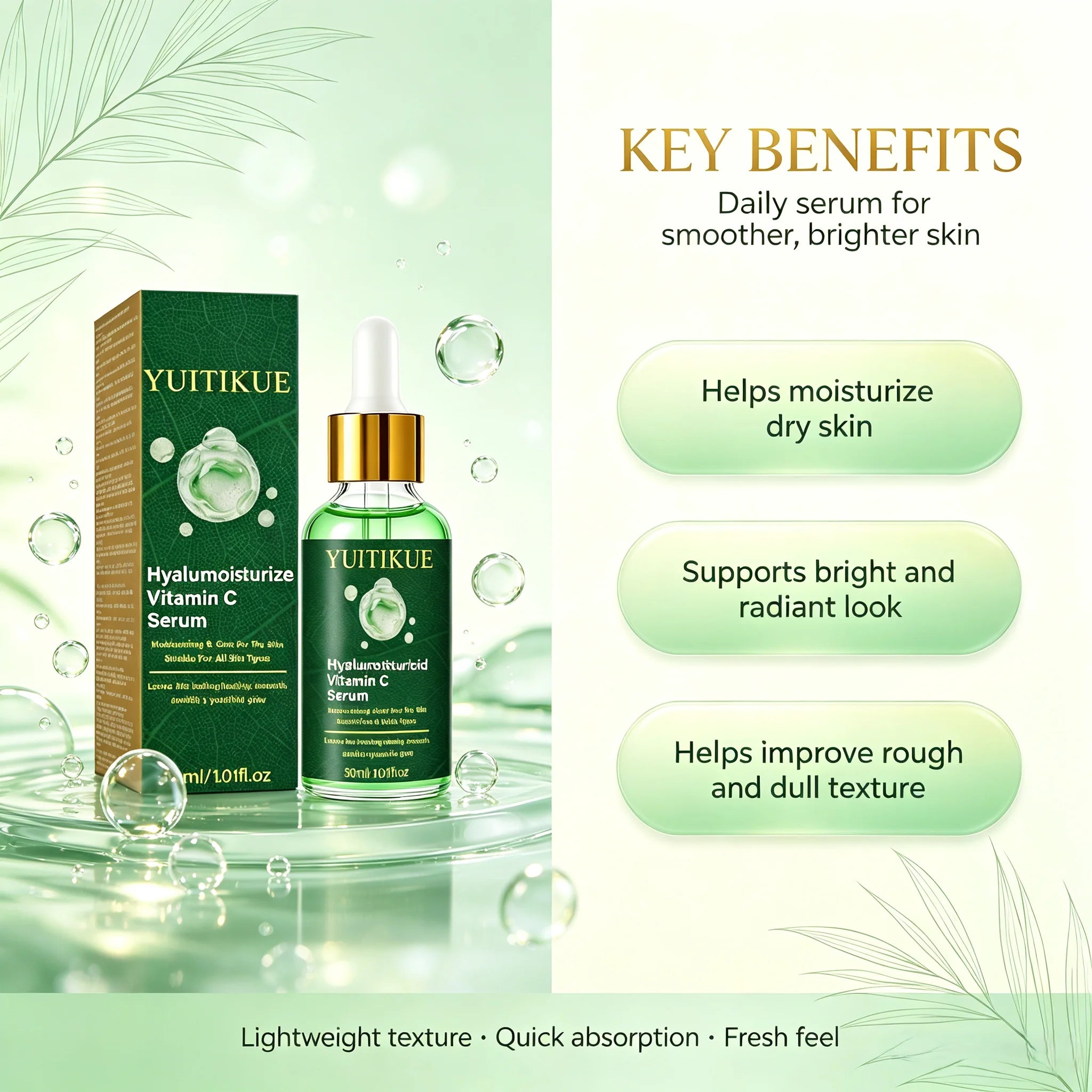 Vitamin C Hyaluronic Acid Facial Serum Brightening Moisturizing Essence - 7